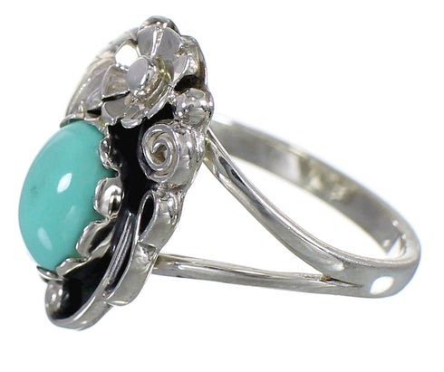 Turquoise Genuine Sterling Silver Flower Ring Size 6 AX88234